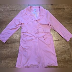 RACHEL RILEY London Girls Pink Designer Raincoat Jacket Size 12 With Belt